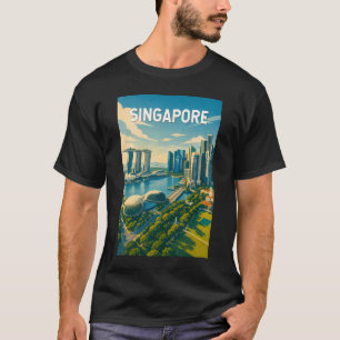 シンガポール イラスト 旅行 アート ヴィンテージ Tシャツ