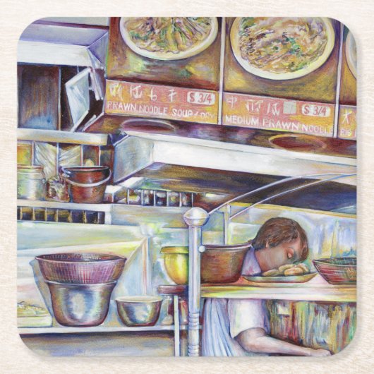 シンガポール·ピグテール·スープ スクエアペーパーコースター (正面)