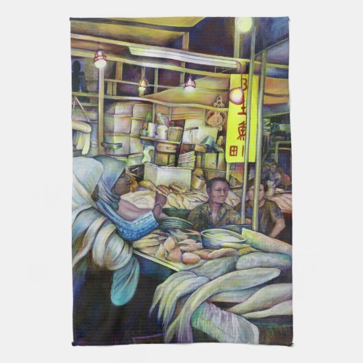 シンガポール，フライデー素晴らしズ·フレッシュ·フィッシュ キッチンタオル (縦)