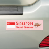 シンガポール フラグ + 地図 バンパーステッカー (車上)