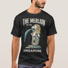シンガポール マーライオン 伝統 ヴィンテージ トラベル ポスター レトロ Tシャツ