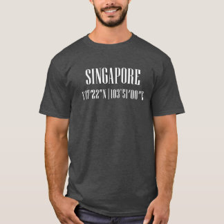 シンガポール+都市座標+おもしろ Tシャツ