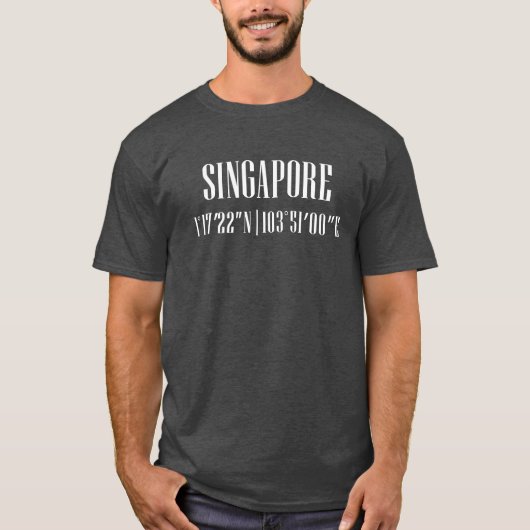 シンガポール+都市座標+おもしろ Tシャツ (正面)