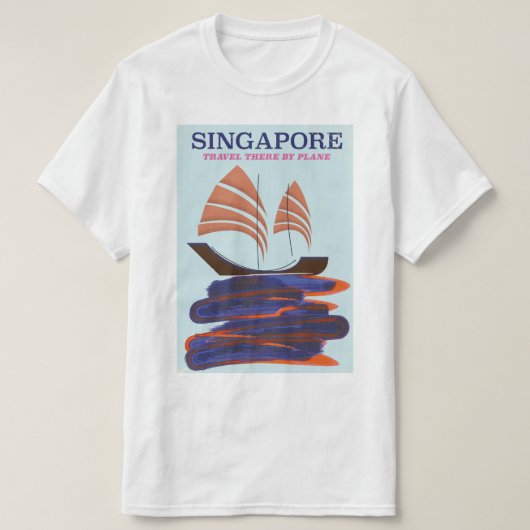 シンガポール "飛行機でお越しください" Tシャツ (デザイン正面)