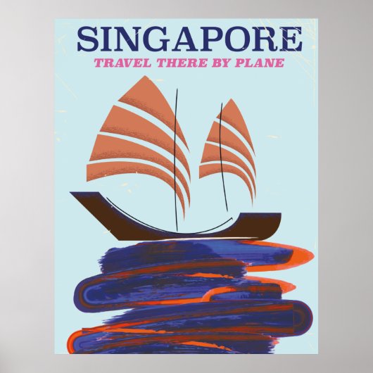 シンガポール「Travel there by 飛行機」 ポスター (正面)