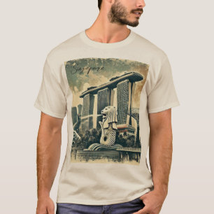 シンガポー動揺してルマーリオンマリーナベイサンズ Tシャツ