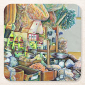 シンガポ魅力的ール·テ素晴らしッカ·センターの約束 スクエアペーパーコースター (正面)