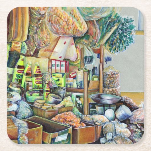 シンガポ魅力的ール·テ素晴らしッカ·センターの約束 スクエアペーパーコースター (正面)