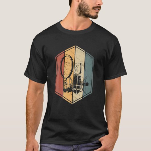 シンガーギフトヴィンテージスタジオマイク音楽愛好家 Tシャツ (正面)