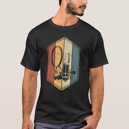 シンガーギフトヴィンテージスタジオマイク音楽愛好家 Tシャツ (正面)