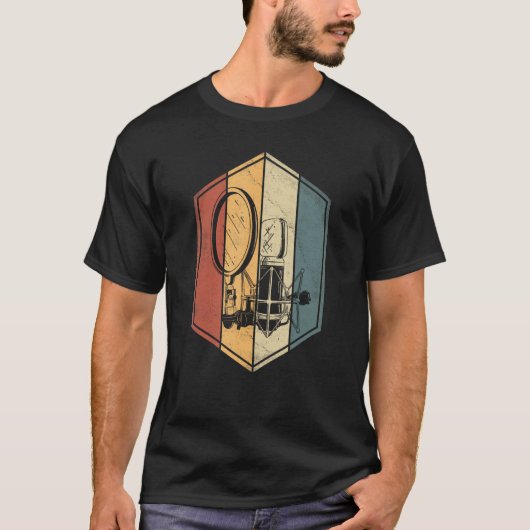 シンガーギフトヴィンテージスタジオマイク音楽愛好家 Tシャツ (正面)