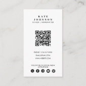 シンガーシンプルミュージシャンフォトソーシャルメディアQRコード 名刺 (裏面)