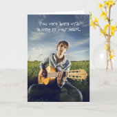 シンガーソングライター、アコースティックギタリスト誕生日カード カード (黄色い花)