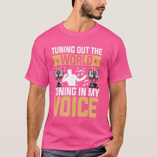 シンガーマイク音符ミュージシャン歌唱ヴォーカル Tシャツ (正面)