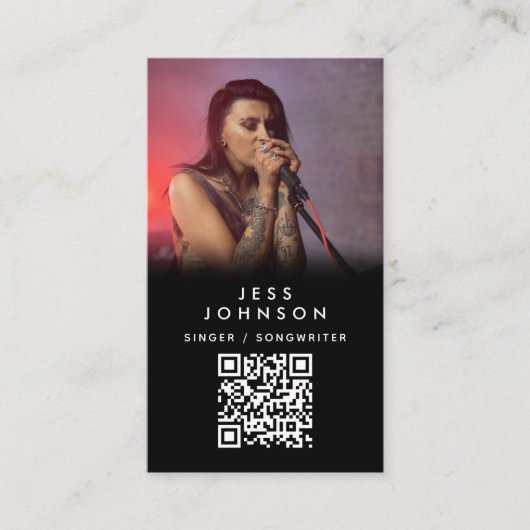 シンガーミュージシャンソングライターバンドフォトQRコード 名刺 (正面)