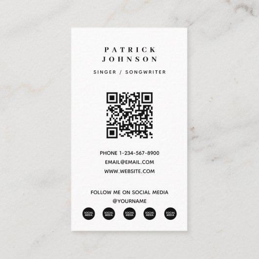 シンガーミュージシャンソングライター写真ソーシャルメディア 名刺 (裏面)