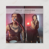 シンガーミュージシャンソングライター2枚の写真QRコード スクエア名刺 (正面)