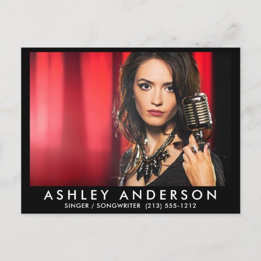 シンガーミュージシャン写真はがき – 黒前線 ポストカード (正面)