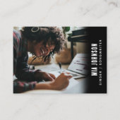 シンガーモダンソングライターミュージシャンフルフォトブラック 名刺 (正面)