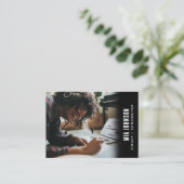 シンガーモダンソングライターミュージシャンフルフォトブラック 名刺 (スタンド正面)