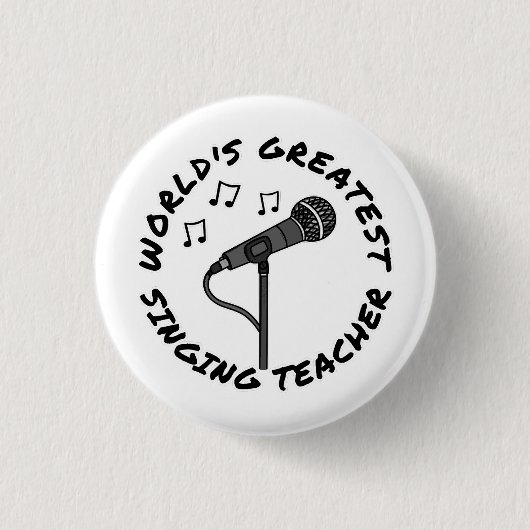 シンガー世界一の歌先生 おもしろい 缶バッジ (正面)