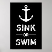 シンクまたはスイムやる気を起こさせる引用文ヴィンテージいかり ポスター (正面)