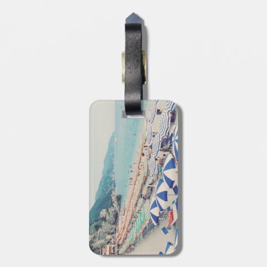 シンクテレイタリアおもしろいビーチシーニックトラベルフォト ラゲッジタグ (裏面縦)