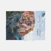 シンクテレイタリアウォーターカラーヴィンテージ フリースブランケット (正面(横))