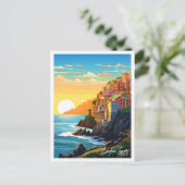 シンクテレイタリアヴィンテージ旅行イラストレーション ポストカード (スタンド正面)