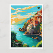 シンクテレイタリアヴィンテージ旅行イラストレーション ポストカード (正面)