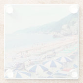 シンクテレーイタリアおもしろいビーチ風光明媚な旅行写真 ガラスコースター (裏面)