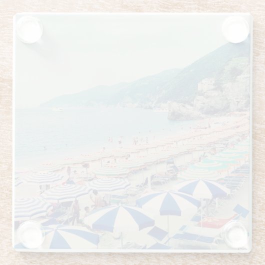 シンクテレーイタリアおもしろいビーチ風光明媚な旅行写真 ガラスコースター (裏面)
