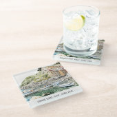 シンクテレItaly海の水の色のトラベイタリアンル ガラスコースター (アングル)