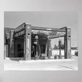 シンクレアのガソリンスタンド 1939年 復古写真 ポスター
