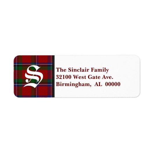 シンクレア伝統的タータンチェックプレイドモノグラム ラベル (正面)