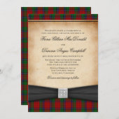 シンクレア モダン レッド タルタン 結婚式招待状 招待状 (正面/裏面)