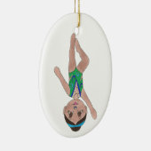 シンクロナイズドスイミンググリーンシンクロ泳ぐ人ガール セラミックオーナメント (右)