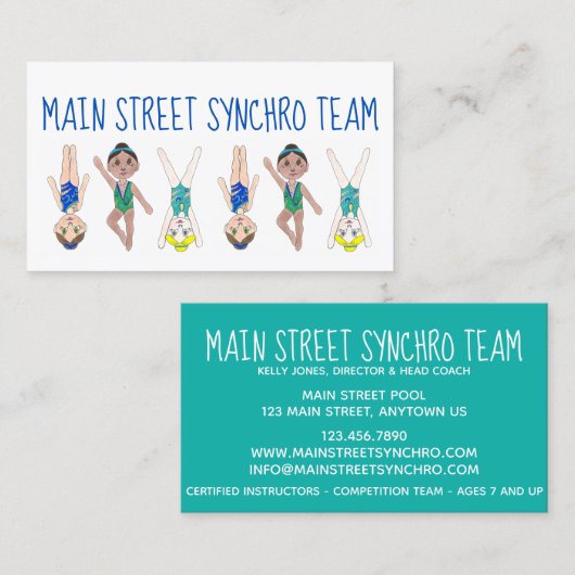 シンクロナイズドスイミングチームコーチ競技会 名刺 (正面/裏面)