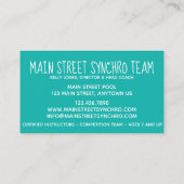 シンクロナイズドスイミングチームコーチ競技会 名刺 (裏面)