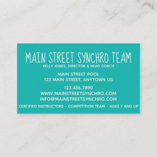 シンクロナイズドスイミングチームコーチ競技会 名刺 (裏面)