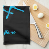 シンクロナイズドスケートで滑るタオルアラベスクターコイズ キッチンタオル (四つ折り)