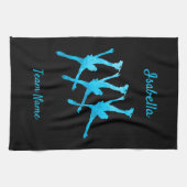 シンクロナイズドスケートで滑るタオルアラベスクターコイズ キッチンタオル (横)