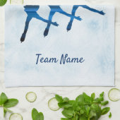 シンクロナイズドスケートで滑るタオルアラベスクブルー キッチンタオル (折り畳み)