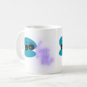 シングルのために！私は私を愛している（青）マグカップ コーヒーマグカップ (正面左)