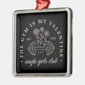 シングルスバレンタインの体重を持ち上げるジム女の子 メタルオーナメント (左)