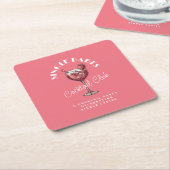 シングルベイブ ピンクカクテル ガールズナイト スクエアペーパーコースター (アングル)