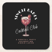シングルベイブ ピンクカクテル ガールズナイト スクエアペーパーコースター (正面)