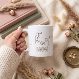 シングルラインアートで作る名入れママ用マグ コーヒーマグカップ