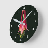 シングルレッドコロンバインの花 ラウンド壁時計 (傾斜)