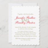 シングルレッドチューリップアート ホワイト ウェディング インビテーション (裏面)